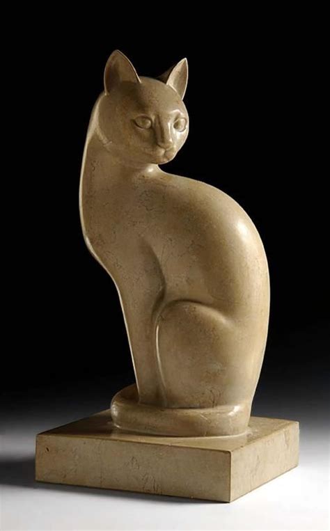 Marble Sculpture Of A Cat C By Heinz Warneke