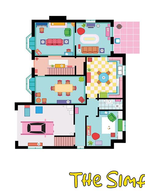 simpsons tv show house floor plan etsy