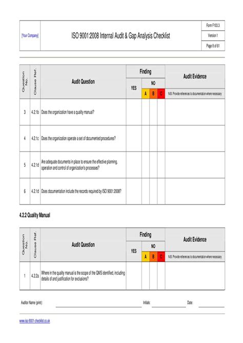 internal-audit-checklist-example by ISO 9001 Checklist - Issuu