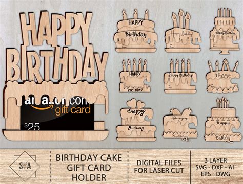 Birthday Cake Gift Card Holder SVG Graphic by SwallowbirdArt · Creative ...