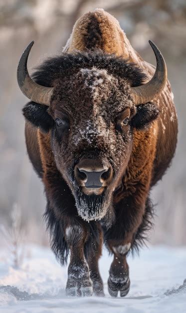 Premium Photo Bison Walking Through The Snow Bison Walking In The Snow