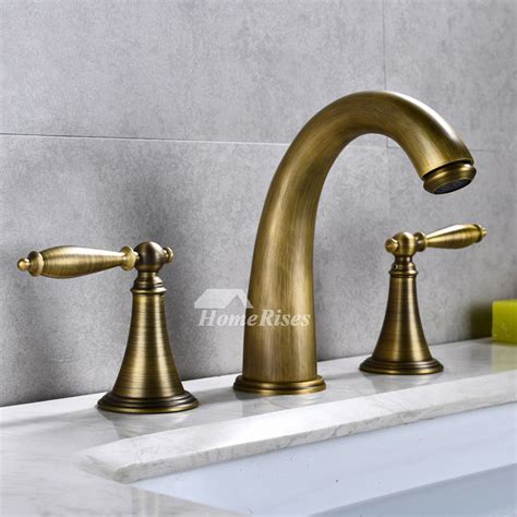 Gold Bathroom Faucet Widespread Two Handles Polished Brass Bathtub