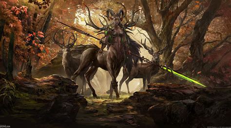 Women Fantasy Girl Russell Dongjun Lu Fantasy Art Centaurs Deer