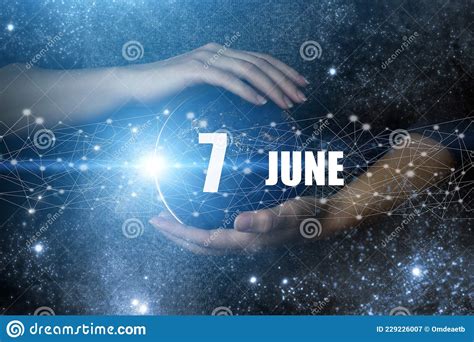 June 7th Day 7 Of Month Calendar Date Human Holding In Hands Earth