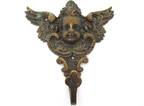 Antique Brass Ornate Angel Hook Coat Hook Cherub Kitchen Towel Ho Upperdutch