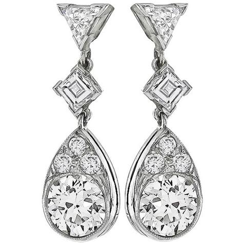 Diamond Platinum Earrings For Sale at 1stDibs