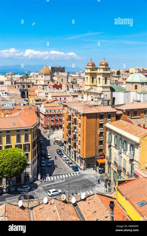 Vogelperspektive Der Altstadt Von Cagliari Sardinien Italien