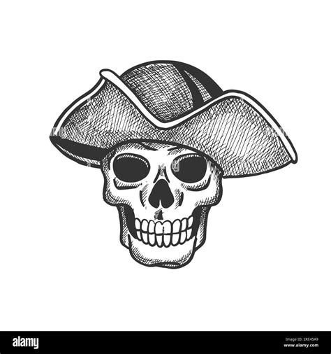 Skull Of Pirate Isolated Sketch For Tattoo Or Halloween Themes Design