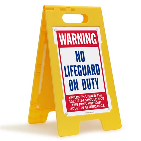 Warning No Lifeguard On Duty Floor Standing Sign, SKU: SF-0348