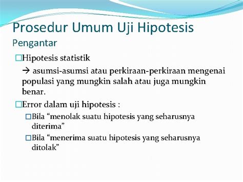 Probabilitas Dan Statistika Bab Uji Hipotesis Sampel