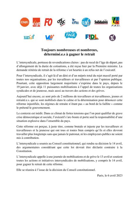 Appel intersyndical à la grève le 13 avril 2023 CGT Pôle emploi