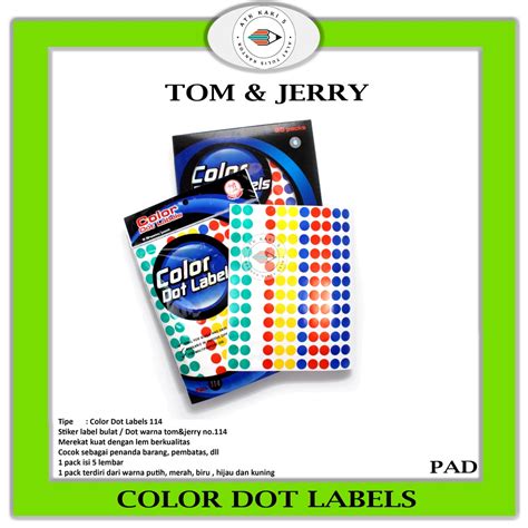 Jual Tom And Jerry Label Color Dot 114 Stiker Label Bulat Warna Pad