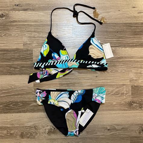 Trina Turk Swim Nwt Trina Turk Floral Sintra Flora Reversible Triangle Bikini Set Poshmark