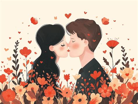 Ilustra O Dia Internacional Do Beijo Feliz Vetor Premium