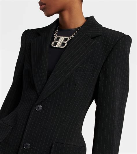 Balenciaga Hourglass Chalk Stripe Wool Blazer Balenciaga