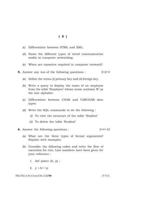 Meghalaya Board Mbose Class Question Paper For Computer