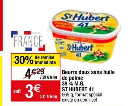 Promo Beurre Doux Sans Huile De Palme M G St Hubert Chez Migros