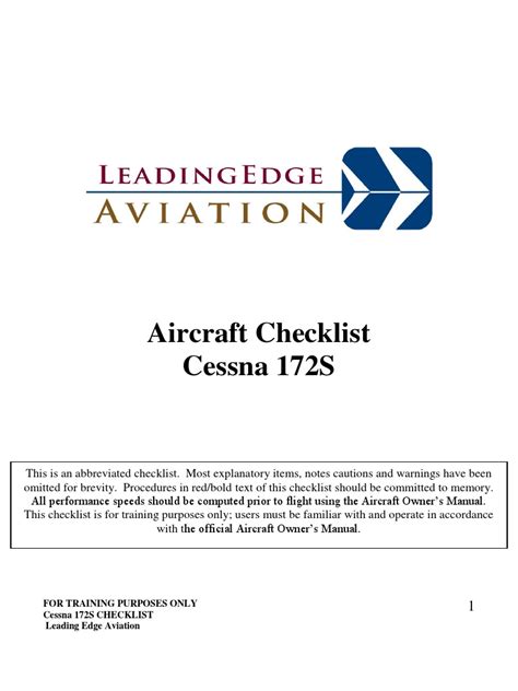 Cessna 172S Checklist Revised 11-2-12 | PDF | Flap (Aeronautics) | Instrument Flight Rules