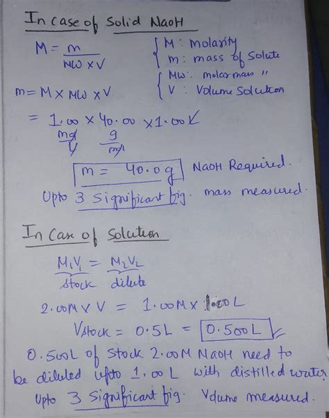 Equivalent Mass Of Naoh
