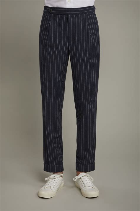 Pantalon Homme Classique à Double Pince En Lin Et Coton Avec Motif à