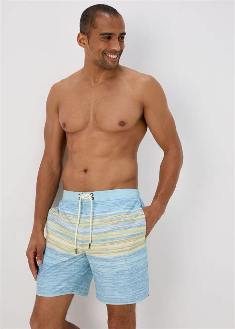 Blue Sketchy Stripe Swim Shorts Matalan