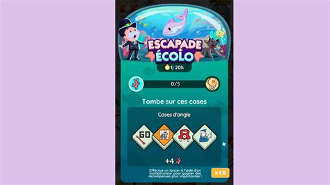 Escapade écolo Monopoly GO paliers récompenses et durée pour l