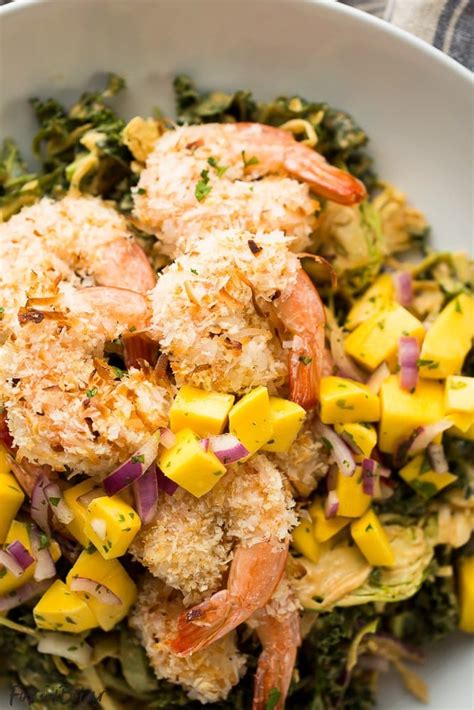 Coconut Shrimp Salad With Peanut Dressing And Mango Salsa Fox And Briar