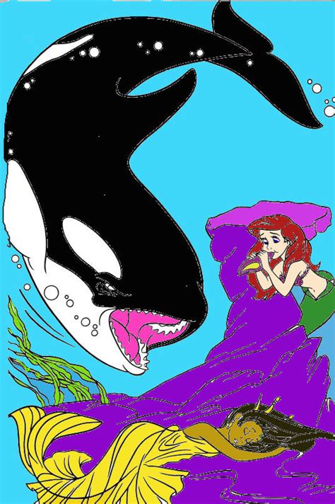 Ariel and Nefazia vs a killer whale by Mermanwatch on DeviantArt