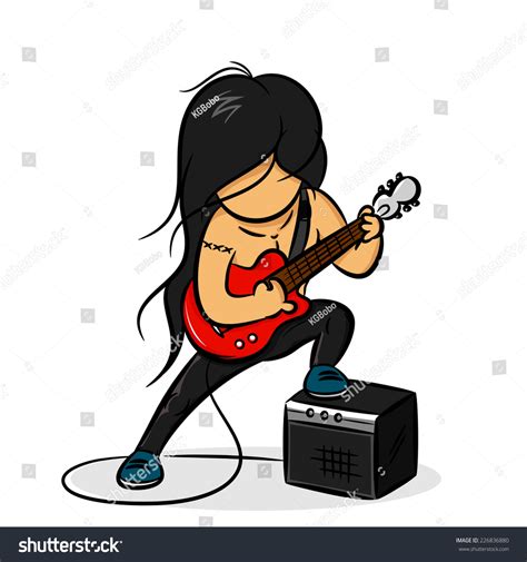 Cartoon Rocker Guitarist Vector Illustration Stock Vector