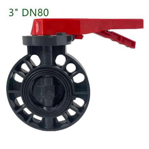 Pn10 Universal Standard Dn80 Pvc Plastic Wafer Butterfly Valves Handle Lever Manual Style