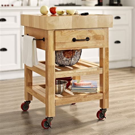 Crosley Marston Butcher Block Natural Kitchen Cart Kitchen Islands