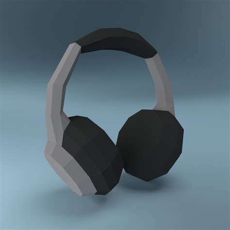 Low Poly Headphones DIY Real Size Paper Sculpture Pdf Etsy