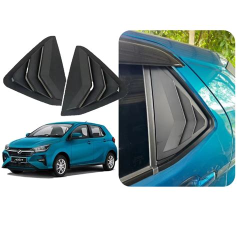 Perodua Axia Window Cover Mustang Shark Fin Sport Style Matte Black