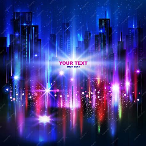 Premium Vector | Night city background with glowing lights vector ...