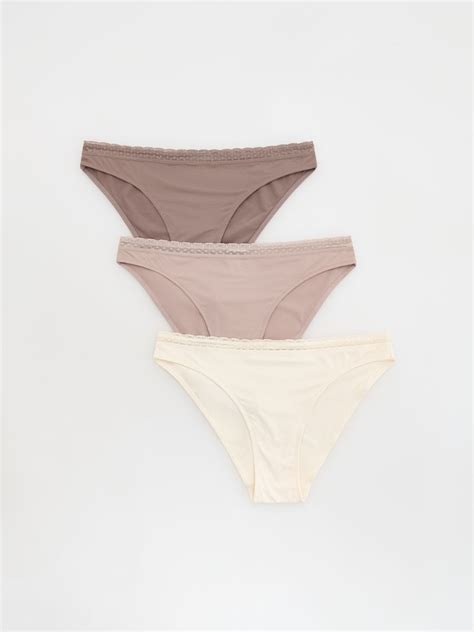 Majtki bikini 3 pack Kolor złamana biel RESERVED 209CO 01X