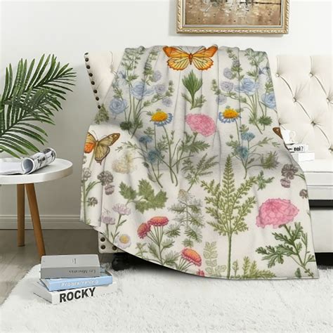 Eastsmooth Vintage Wildflower Herbs Floral Blanket Soft Blankets