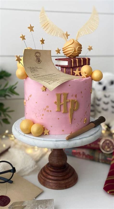 40 The Magical Harry Potter Cake Ideas Two Layer Vanilla Pink Cake