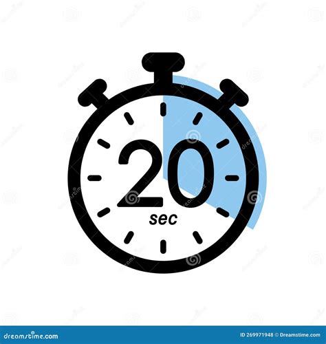 Twenty Seconds Stopwatch Icon Timer Symbol Sec Waiting Time Vector