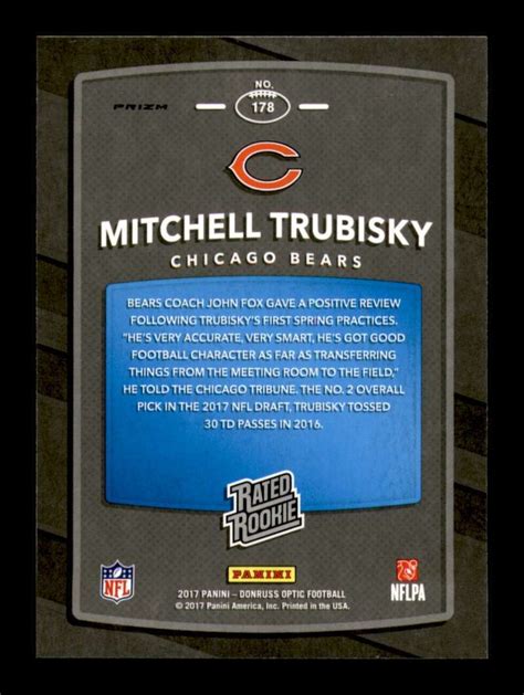 2017 Donruss Optic Red Yellow Mitchell Trubisky 178 Chicago Bears