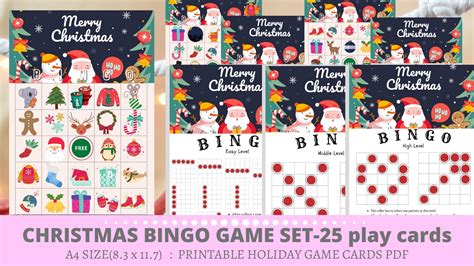 Christmas Game Bingo Cards Game for Christmas Christmas - Etsy