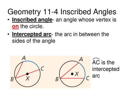 Ppt Geometry 11 4 Inscribed Angles Powerpoint Presentation Free