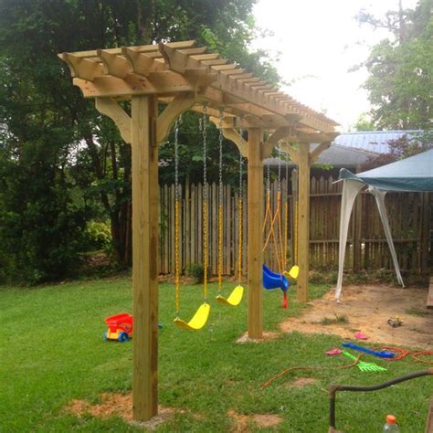 Pergola swing set | Diy backyard, Backyard diy projects, Backyard projects