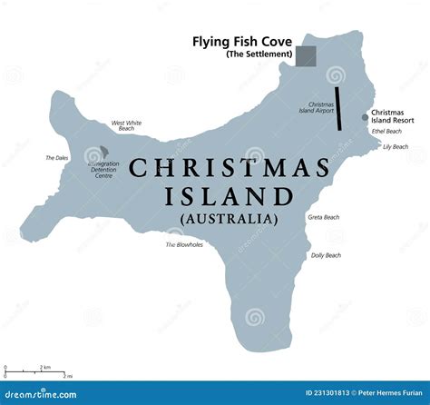 Christmas Island External Territory Of Australia Gray Political Map