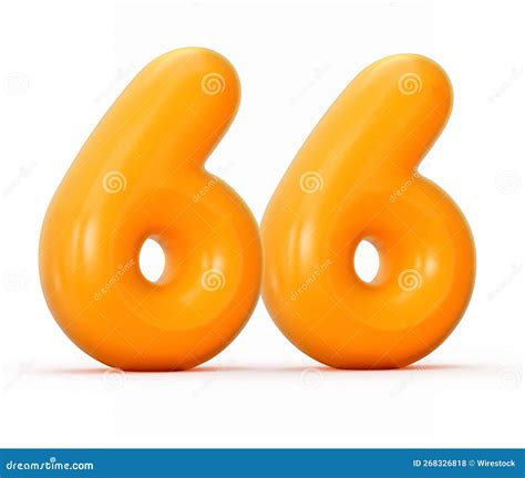 3d Rendering Of Glossy Orange Jelly Number 66 Isolated On White