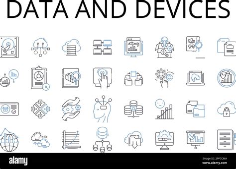 Data And Devices Line Icons Collection Information And Gadgets Stats