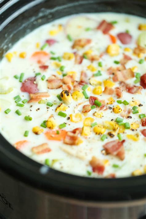 Slow Cooker Chicken And Corn Chowder Damn Delicious