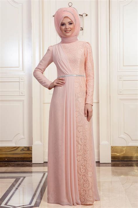 Evening Dress Salmon Pink Hijab Evening Dress 191901smn