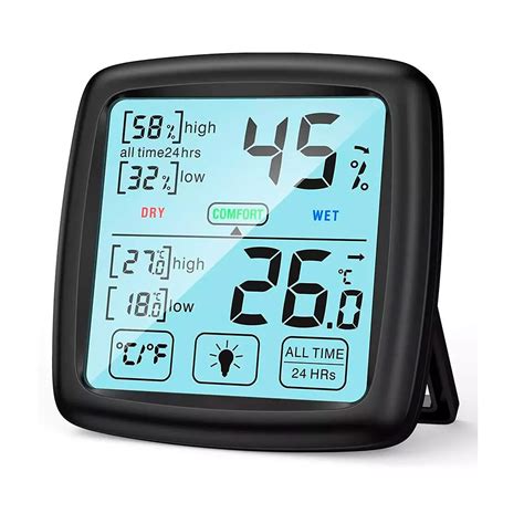 Termometros Digitais Para Ambientes - Termómhigrómetro digital con pantalla táctil, para temperatura y ...