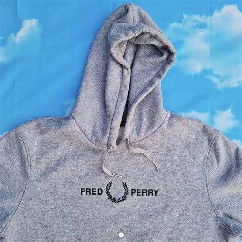 Grey Fred Perry Hoodie Lush Piece With Softer Depop