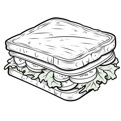 Black and White Sandwich Coloring Page for Kids Stock Illustration - Illustration of line ...